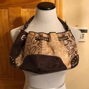 Bebe brown and gold patchwork purse